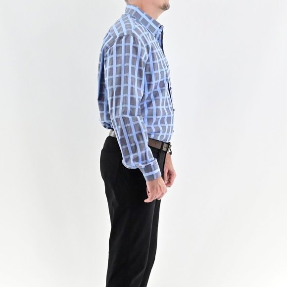 TASSO ELBA Men's Cotton Plaid Collared Shirt #BK12 - Picture 3 of 8